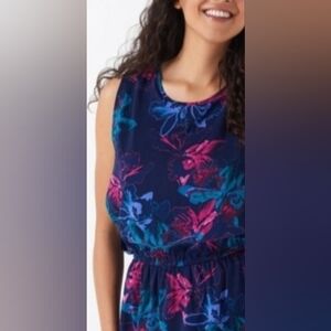 Midi Dress Sleeveless Round Neck Sz Large